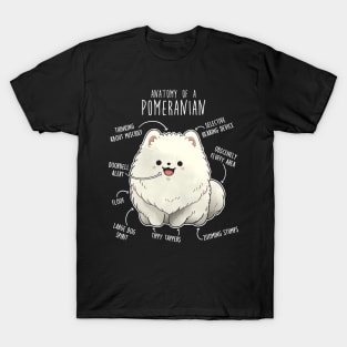 White Pomeranian Dog Anatomy T-Shirt